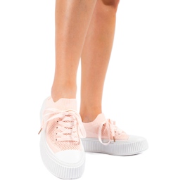 Růžové prolamované tenisky na platformě Shelovet růžový