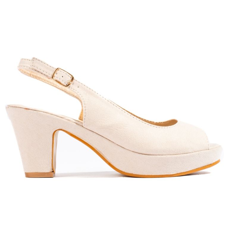 Semišové sandály na pohodlném podpatku Shelovet béžové béžový