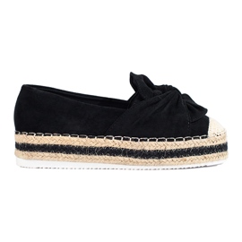 Černé semišové espadrilky na platformě s mašlí od Shelovet černý