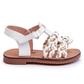 Dětské sandály na suchý zip s pruhy White Sammy bílý