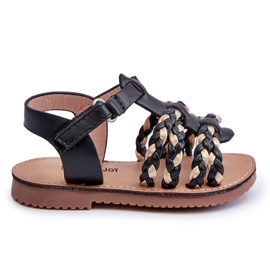 Dětské sandály na suchý zip s pruhy Black Sammy černý