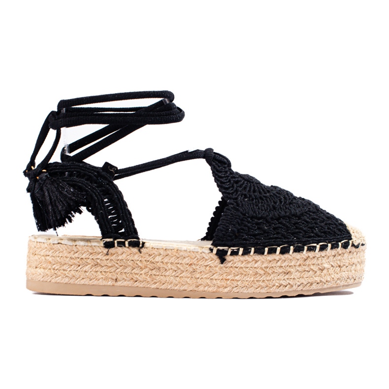 Černé espadrilky na platformě od Shelovet boho černá Černé espadrilky na platformě od Shelovet boho černá