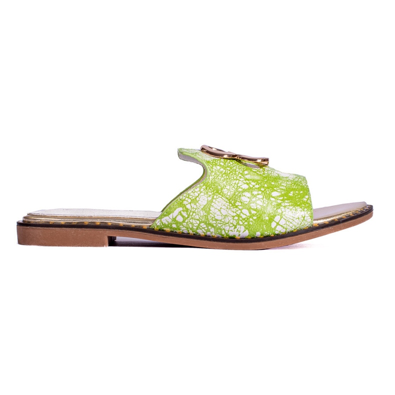 Dámské zelené pantofle se zlatým zdobením od Shelovetu zelená