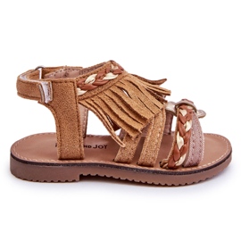 Dětské sandály na suchý zip se střapci Brown Missy hnědý Dětské sandály na suchý zip se střapci Brown Missy hnědý