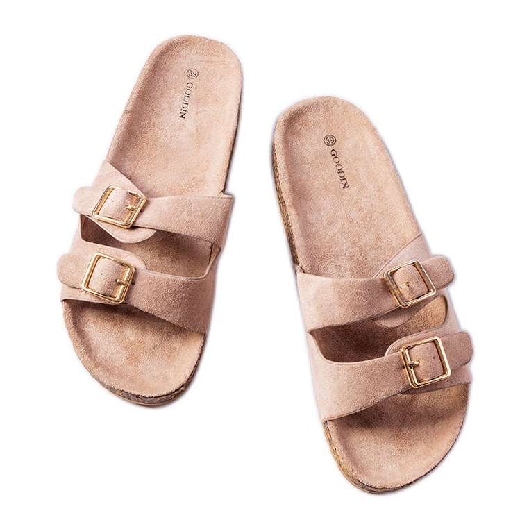 Goodin Béžové skluzavky s korkovou podrážkou od Cincinny béžový