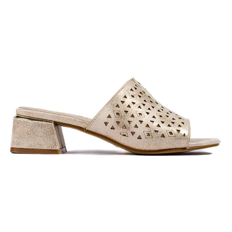 Openwork Golden Blip Flops na nízkém kovovém sloupku zlatý Openwork Golden Blip Flops na nízkém kovovém sloupku zlatý