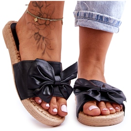 FK1 Módní dámské pantofle s mašlí Černá Estera