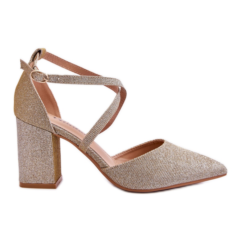 WS1 Módní lesklé lodičky na zlatém podpatku Galaxy zlatý