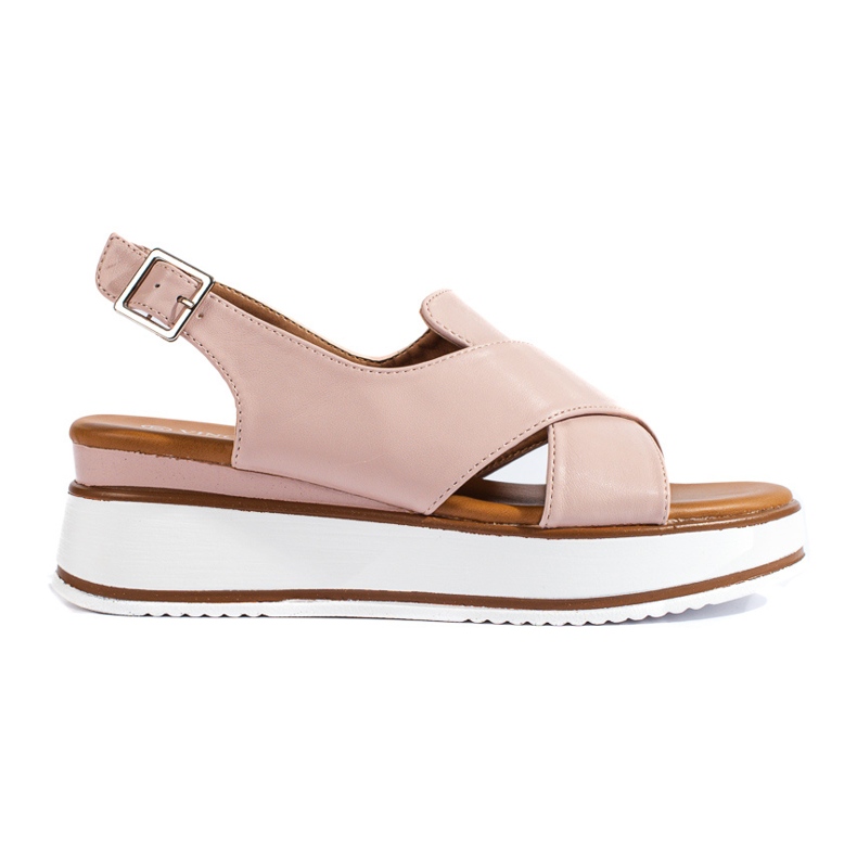 Dámské pohodlné sandály na nízkém klínku Vinceza béžový