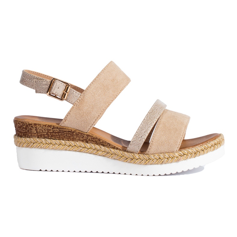 Dámské béžové sandály na klínku Shelovet béžový