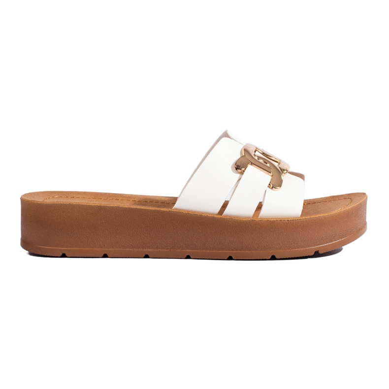 Dámské bílé pantofle Shelovet na platformě bílý