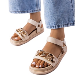 Béžové sportovní sandály s řetízkem od Machesney béžový