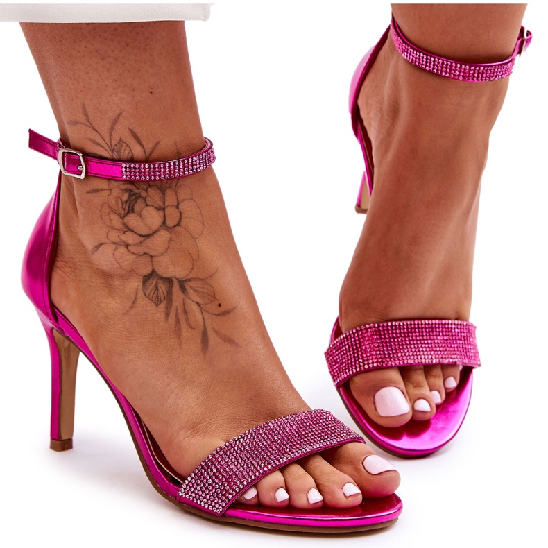 Dámské sandály na vysokém podpatku s fuchsií Perfecto růžový
