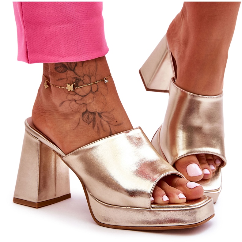 WS1 Zlaté kožené lodičky Livesa zlatý