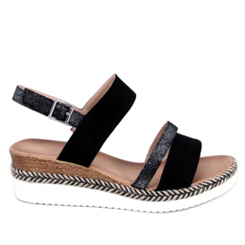 Sandály na klínku od Frazier Black černá Sandály na klínku od Frazier Black černá