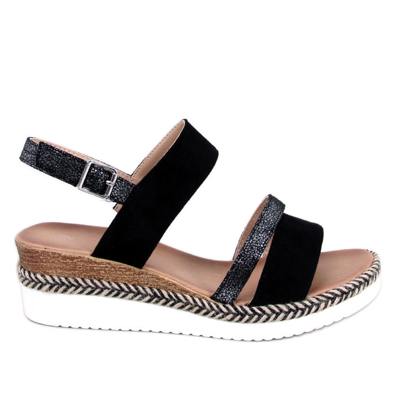 Sandály na klínku od Frazier Black černá Sandály na klínku od Frazier Black černá