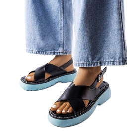 Černé sandály na modré platformě od Rozany černý