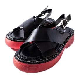 Černé sandály na růžové platformě od Rozany černá