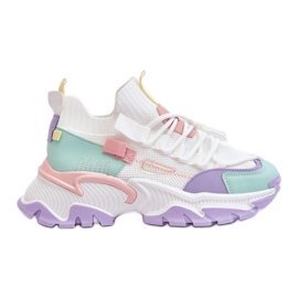 PS1 Dámské nazouvací ponožkové tenisky bílá/fialová Keaton bílý