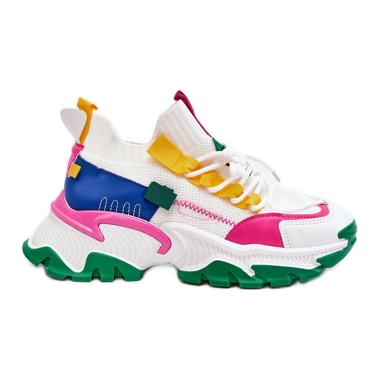 PS1 Dámské nazouvací ponožkové tenisky bílo-zelené Keaton bílý PS1 Dámské nazouvací ponožkové tenisky bílo-zelené Keaton bílý