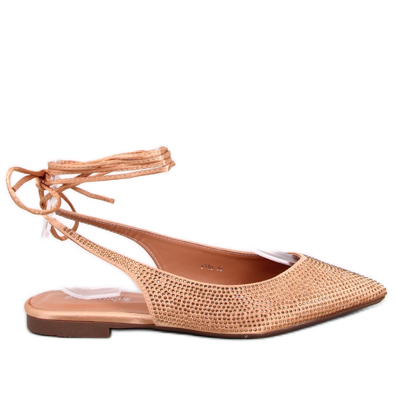 Štrasové baleríny s otevřeným podpatkem značky Vonda Champagne zlatý