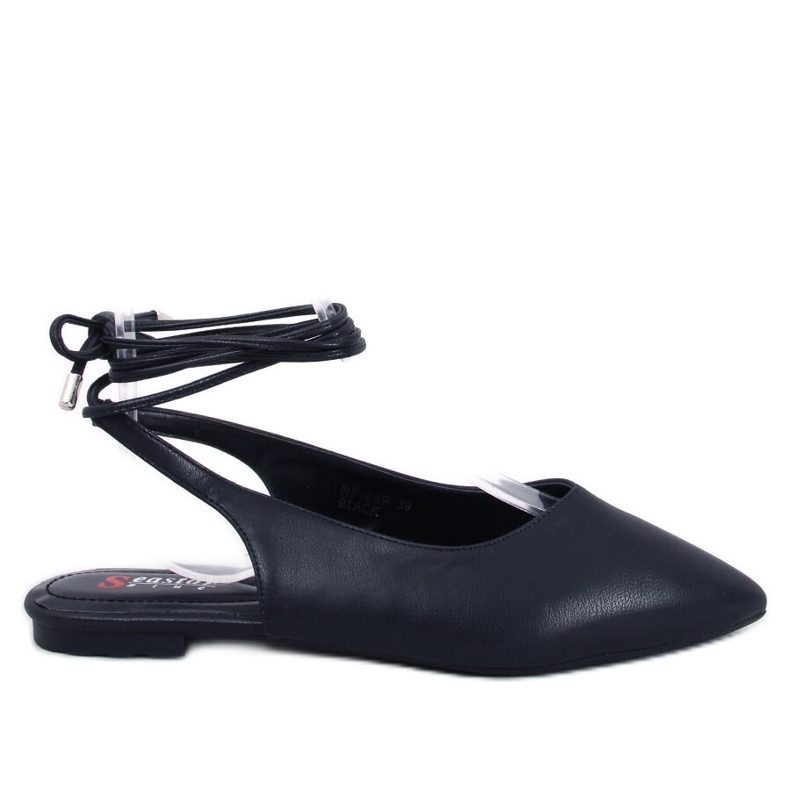 Jody Black šněrovací balerínky s otevřeným podpatkem černá