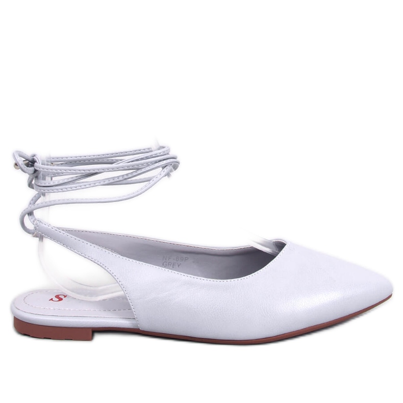 Jody Grey šněrovací balerínky s otevřeným podpatkem šedá