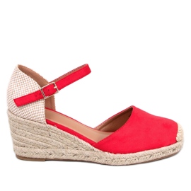 Klínové espadrilky Platten Red červený