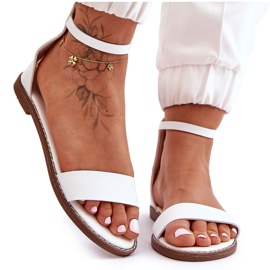 Kožené sandály na plochý zip White Millou bílý Kožené sandály na plochý zip White Millou bílý