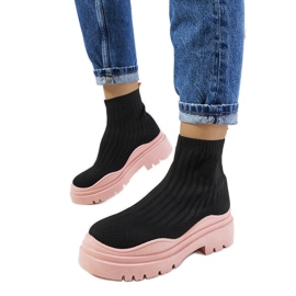 Černé a růžové vysoké tenisky od Marks černý