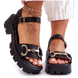 Emori Dámské kožené sandály Emori Leather zdobené černá