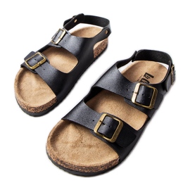 Černé korkové sandály s přezkami od Lee Cooper LCW-22-35-1163L černý
