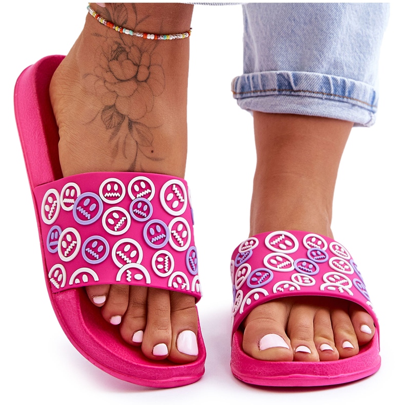 Dámské pantofle s emotikony Fuchsia Cosette růžový Dámské pantofle s emotikony Fuchsia Cosette růžový