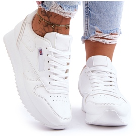 PM1 Bílé kožené šněrovací sportovní boty na platformě Merida bílý PM1 Bílé kožené šněrovací sportovní boty na platformě Merida bílý