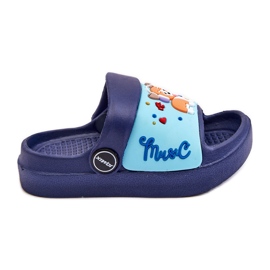 Lehké dětské žabky sandály s motivem psa Navy Rico modrý