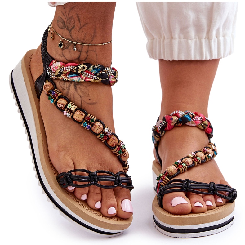 Pohodlné dámské sandály na klínu Black Jodie černá