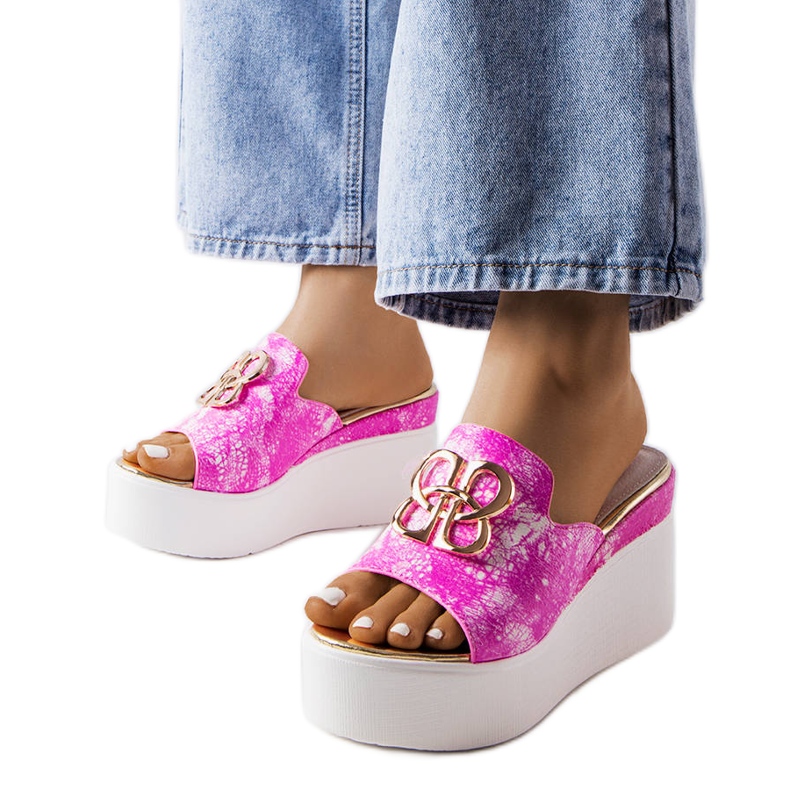 Růžové sandály na klínku Havanna růžový