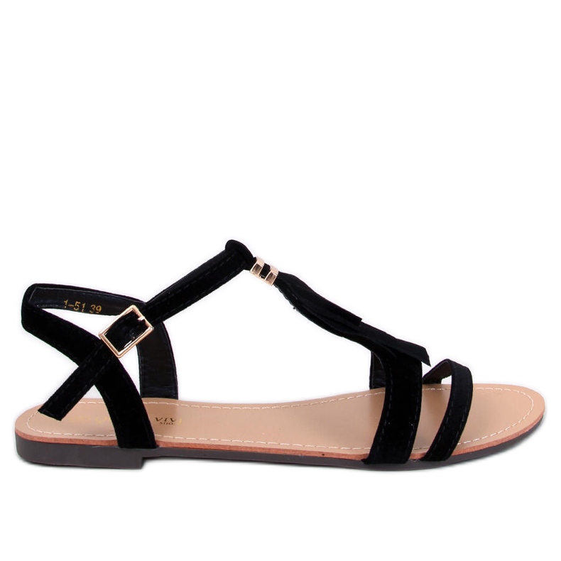 Corbin Black třásňové sandály černá Corbin Black třásňové sandály černá
