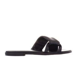 Marco Shoes Kožené žabky na plochém dně černý