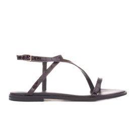 Marco Shoes Vínové kožené ploché sandály červený