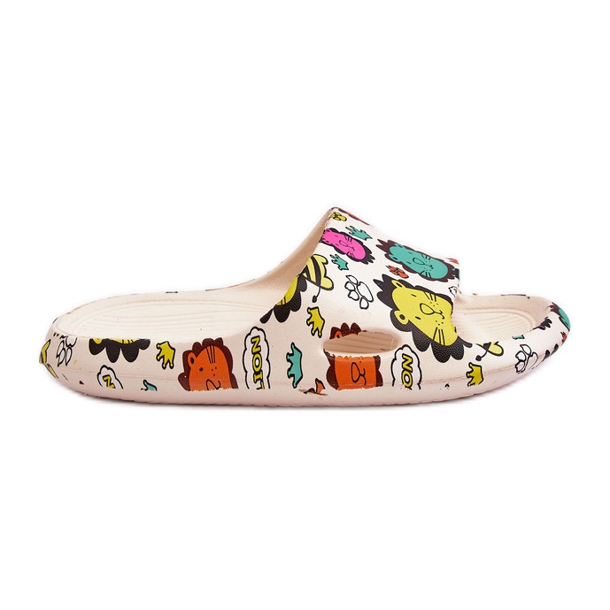 WJ1 Dětské lehké pěnové pantofle Lion Motiv Béžová Esther béžový WJ1 Dětské lehké pěnové pantofle Lion Motiv Béžová Esther béžový