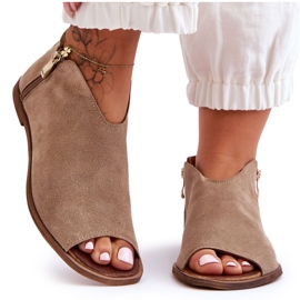 Nízké semišové boty Sandály Nicole 2799/023 Béžová béžový