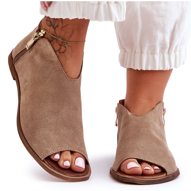 Nízké semišové boty Sandály Nicole 2799/023 Béžová béžový