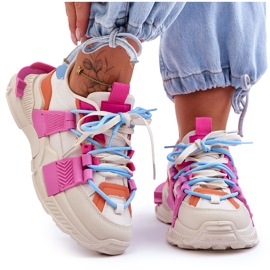 PS1 Dámská módní šněrovací sportovní obuv Béžovo-růžová Chillout! béžový