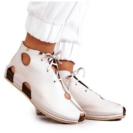 Maciejka 03426-25 Světlé kožené kozačky Světle béžové béžový