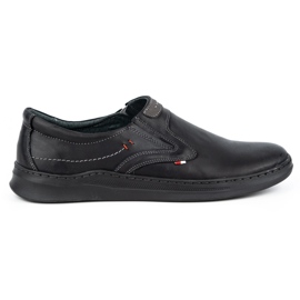 Olivier Pánské kožené ležérní slip-on boty 284GT, černé černý
