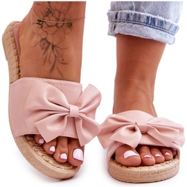 Fashion Módní dámské pantofle s růžovou mašlí Estera růžový