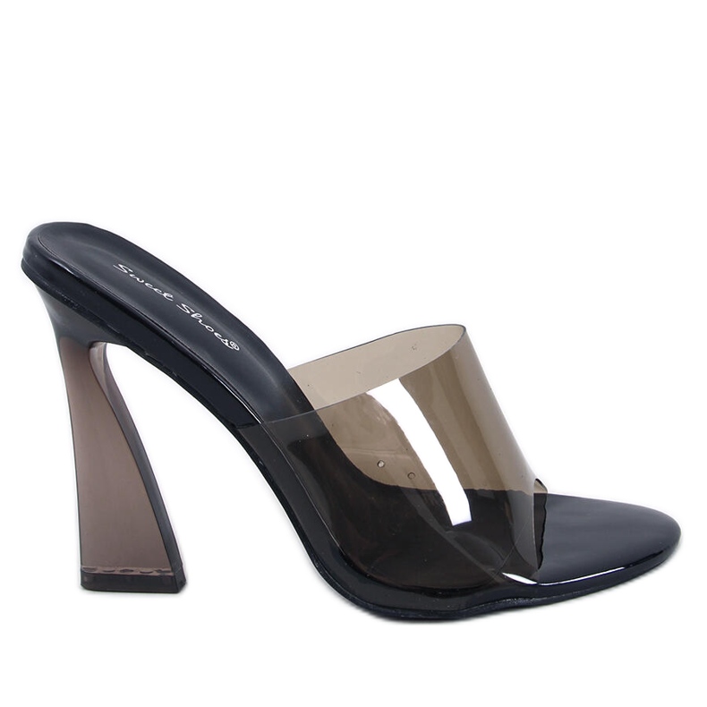 Průhledné skluzavky Seymour Black na podpatku černá