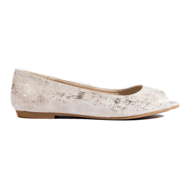 Zlaté dámské baleríny s otevřenou špičkou Shelovet zlatý