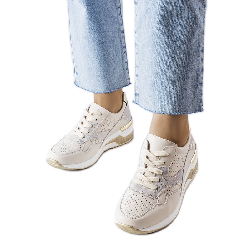 Goodin Béžové perforované tenisky značky Manfrin béžový